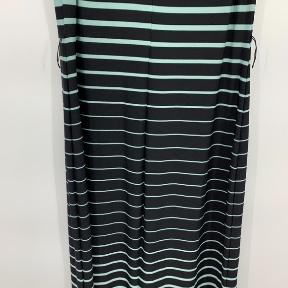 Roz & Ali Maxi Dress Stripe Blue Black Jersey Stretch Sleeveless - Picture 8 of 10